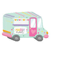 TwinkleSprinklesAU happy hearts truck mail Sticker