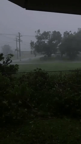 Wheelie Bin Flies Across Field as Cyclone Trevor Hits Queensland Coast