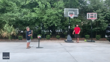 8-Year-Old Baller Lands Special Trick Shot to Celebrate  July Fourth