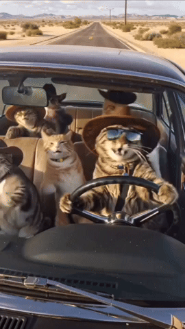 paolog67 giphyupload happy car cats GIF