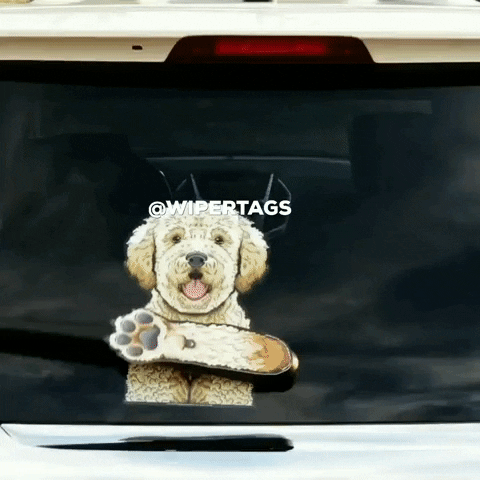 waving golden doodle GIF by WiperTags