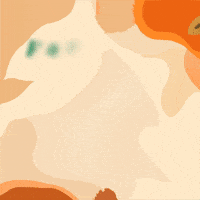 Sponsored gif. Can of Starbucks Chocolate Cream Cold Brew with a Starbucks green drop shadow and graphic message appear on a warm groovy background, two autumn leaves dancing through as if on a breeze. Text, "Fall in love with your morning routine."