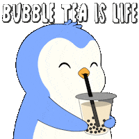 Bubble Tea Drinking Sticker by Pudgy Penguins