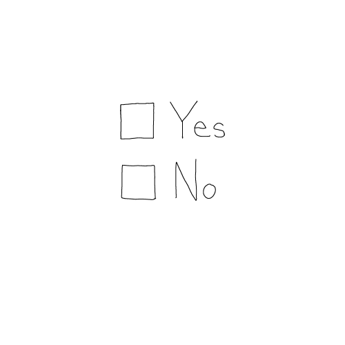 Text gif. We see two questionnaire boxes marked "Yes" and "No". A check mark appears in the "Yes" box.