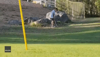 Young Golfer Nails Ricochet Shot Off Rock at California Golf Course