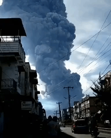 Mount Sinabung Erupts, Sending Ash Cloud Into the Air