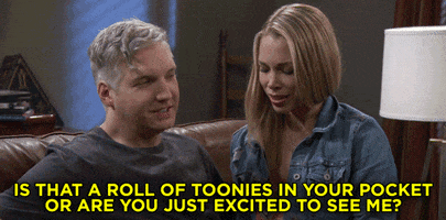 roll of toonies are you just excited to see me GIF by Team Coco