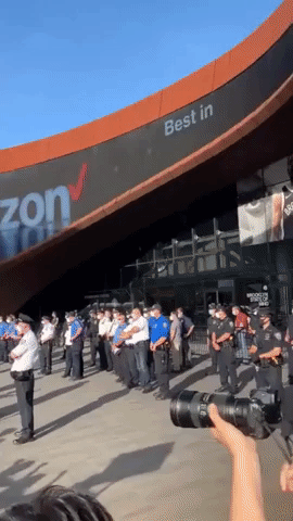 Police Guard Brooklyn's Barclays Center as Black Lives Matter Protesters Rally Outside Arena