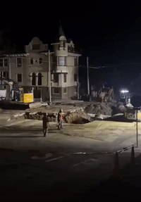 Broken Water Main Causes Large Sinkhole in San Francisco Intersection
