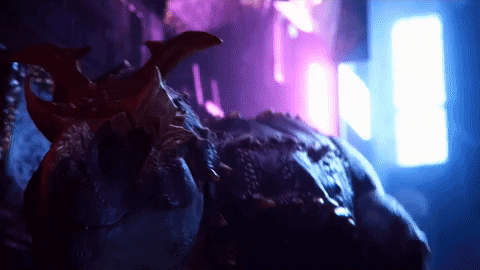 LukeSnywalker giphyupload neon city dinosaur GIF