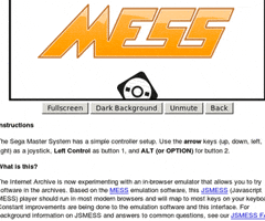 Video gif. A partial screen capture of instructions for an in-browser game emulator from Internet Archive.