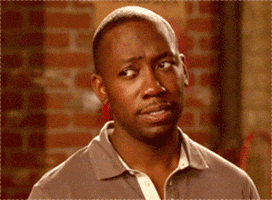 TV gif. Lamorne Morris as Winston on New Girl looks quizzically, raising his eyebrows, looking down and tightening his lips.