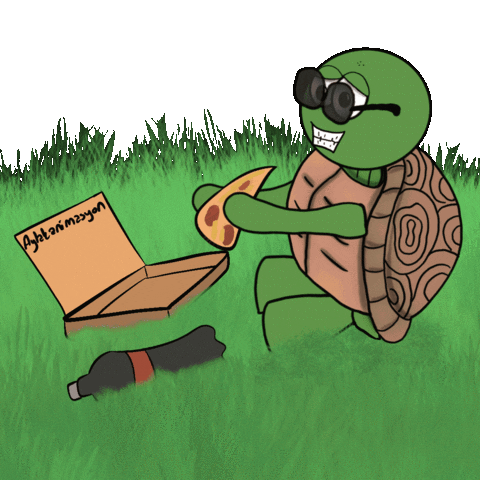 aylakanimasyon pizza eating eat turtle Sticker