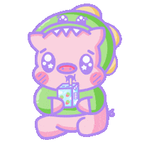 alismccann kawaii pig milk strawberry Sticker