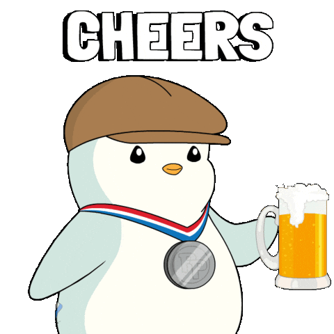 Bottoms Up Cheers Sticker by Pudgy Penguins