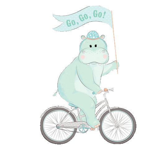 Bike Hippo Sticker by Live Sweet