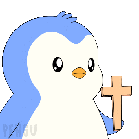 Pray Jesus Christ Sticker by Pudgy Penguins