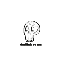 dedflok black and white skull d ded Sticker