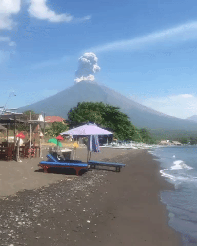 Bali's Mount Agung Erupts, Emitting a Plume of Volcanic Ash