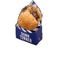 Burger Cheeseburger Sticker by DOWNTOWNER