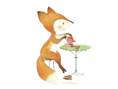 Tea Time Fox Sticker