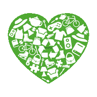 kringloopwinkelrataplan love heart green liefde Sticker