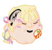 happy_cata eating sushi uwu earings Sticker