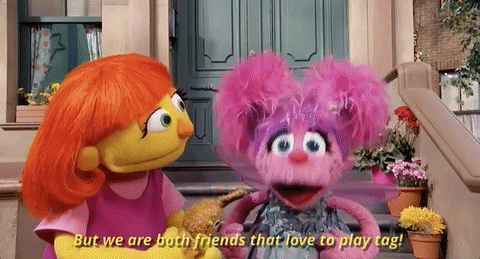 but we are both friends that love to play tag GIF by Night of Too Many Stars HBO