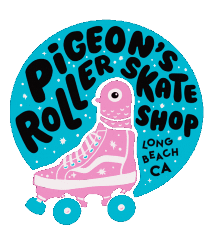 pigeonsrollerskateshopLBC giphyupload pigeon rollerskate rollerskating Sticker