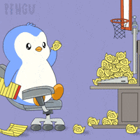 Bored Paper Toss GIF by Pudgy Penguins