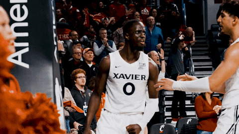 Happy College Basketball GIF by Xavier Men's Basketball