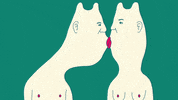 sawako_kabuki cat loop kiss 2d animation GIF