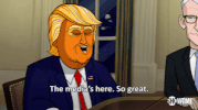 season 1 the medias here GIF by Our Cartoon President