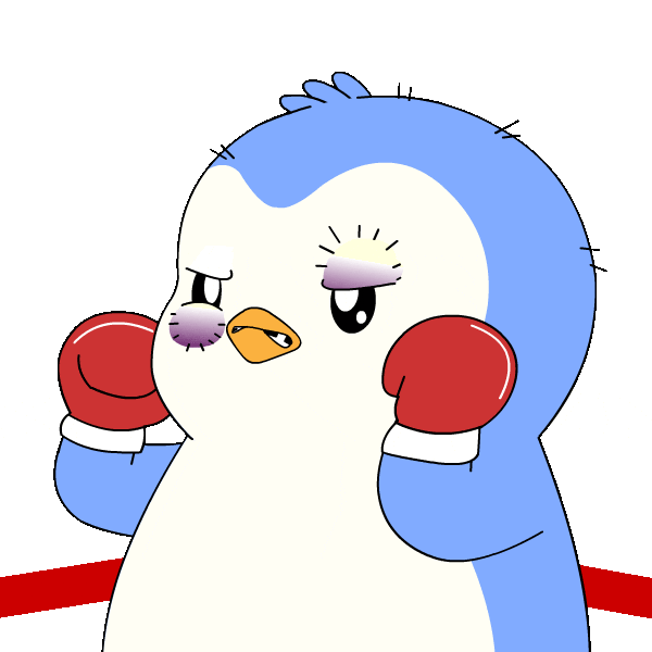Stay Strong Never Give Up Sticker by Pudgy Penguins