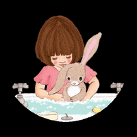 belleandboo rabbit hands bubbles bathroom GIF