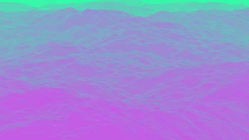 Digital art gif. Purple and aqua ocean waves undulate in a continuous loop.