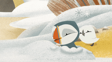 #puffin #rock #puffinrock #oona #baba #snow #chilly #cold GIF by Puffin Rock
