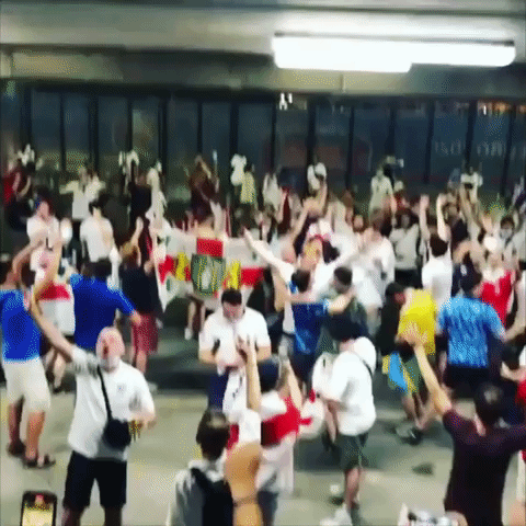 England Fans Celebrate After Dominant Rome Display