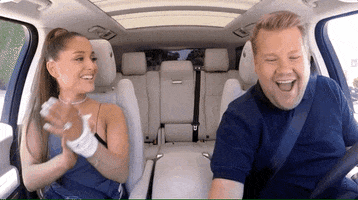 Happy Ariana Grande GIF by The Late Late Show with James Corden