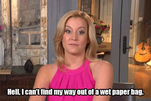 Reality TV gif. Kellie Pickler from I Love Kellie Pickler is being interviewed and she says very matter of factly, "Hell, I can't find my way out of a paper bag."