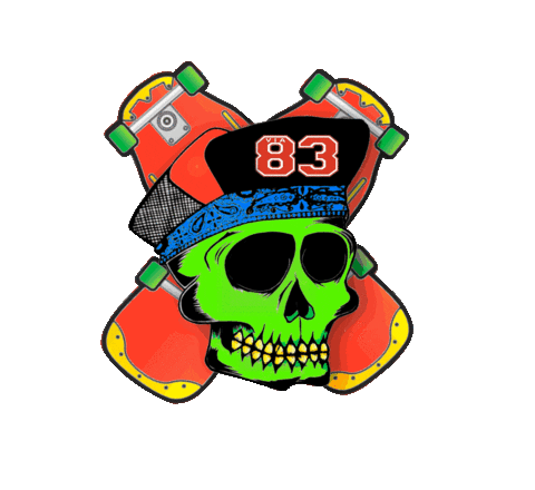 VIASKATESHOP giphyupload skull skate skateboard Sticker