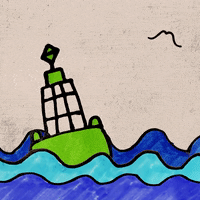 newthingslab bird sea waves tide GIF