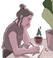 freskoprama girl coffee drawing relax Sticker