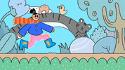 You_jin cartoon sun running walking GIF