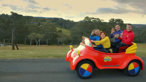 TheWiggles giphygifmaker car driving road trip GIF