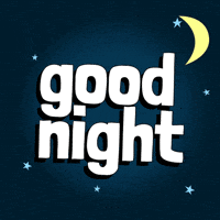 Text gif. Against a background with shooting stars and the moon reads the message, “Good night.”