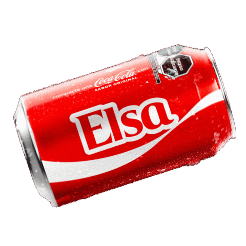 Sponsored gif. A red can of Coca-Cola with the name "Elsa" spins horizontally.