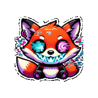 Glitch Fox Sticker by Preneura