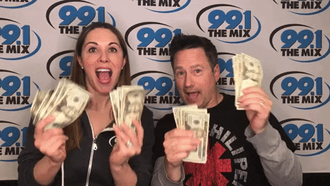 get excited cash money GIF by 99.1 The Mix