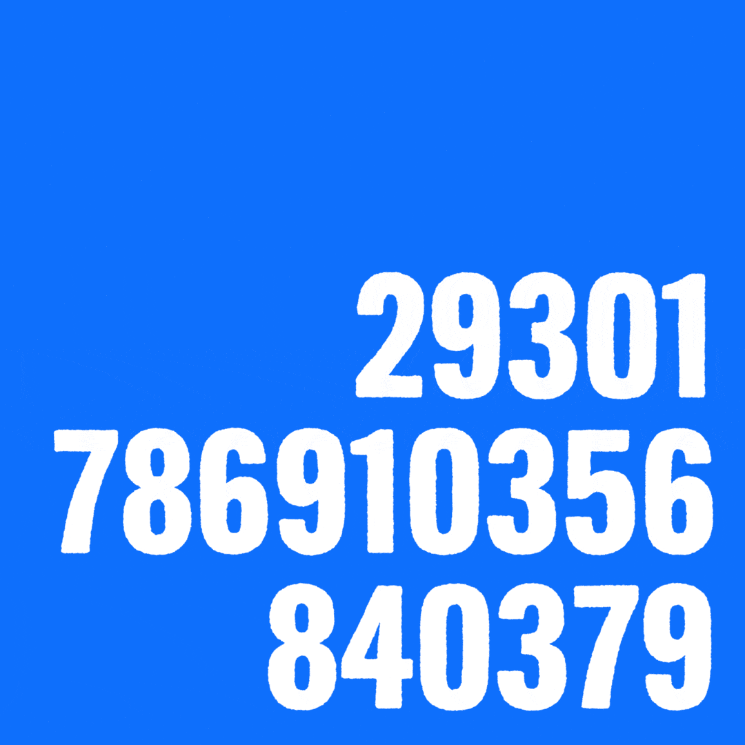 Text gif. Azure blue background bears checkboxes, increasing in size, and white numbers that count through, turning into letters that say, "Every volunteer counts."